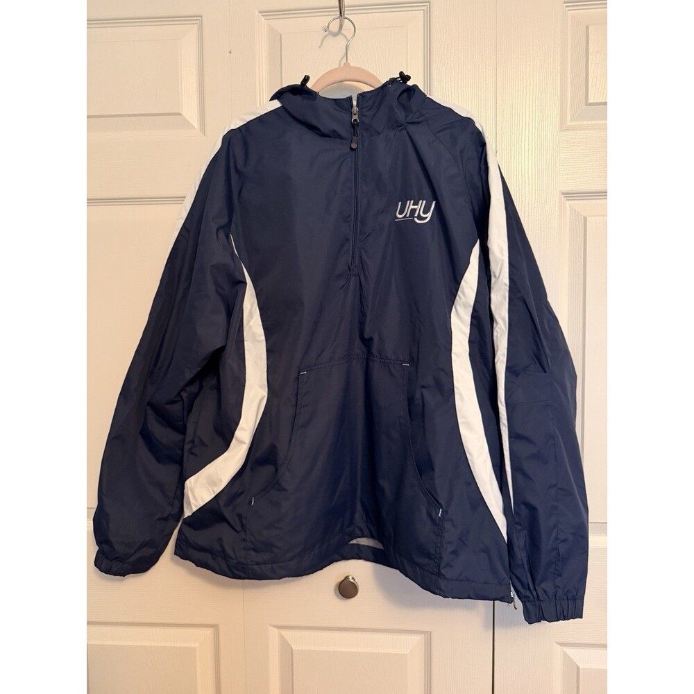 Sport-Tek 2XL Water-Repellent Quarter Zip Anorak Navy White Windbreaker
